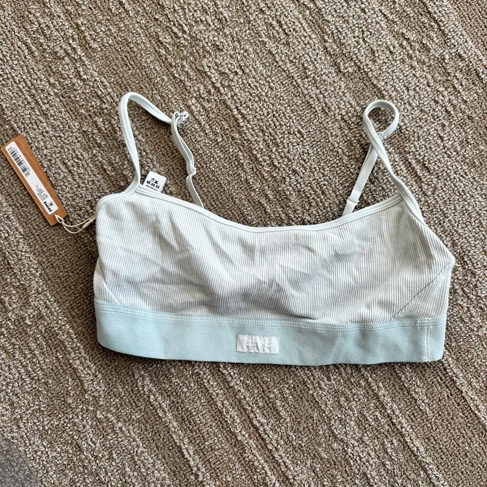 SKIMS cotton rib scoop bralette in “frost” (light blue), size medium